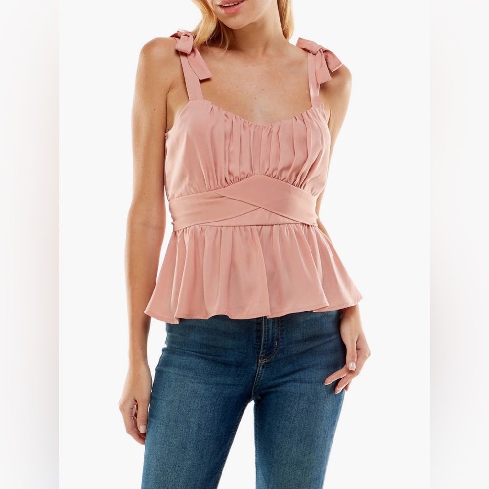 Row A Tie Back Satin Top (M; Terracotta)